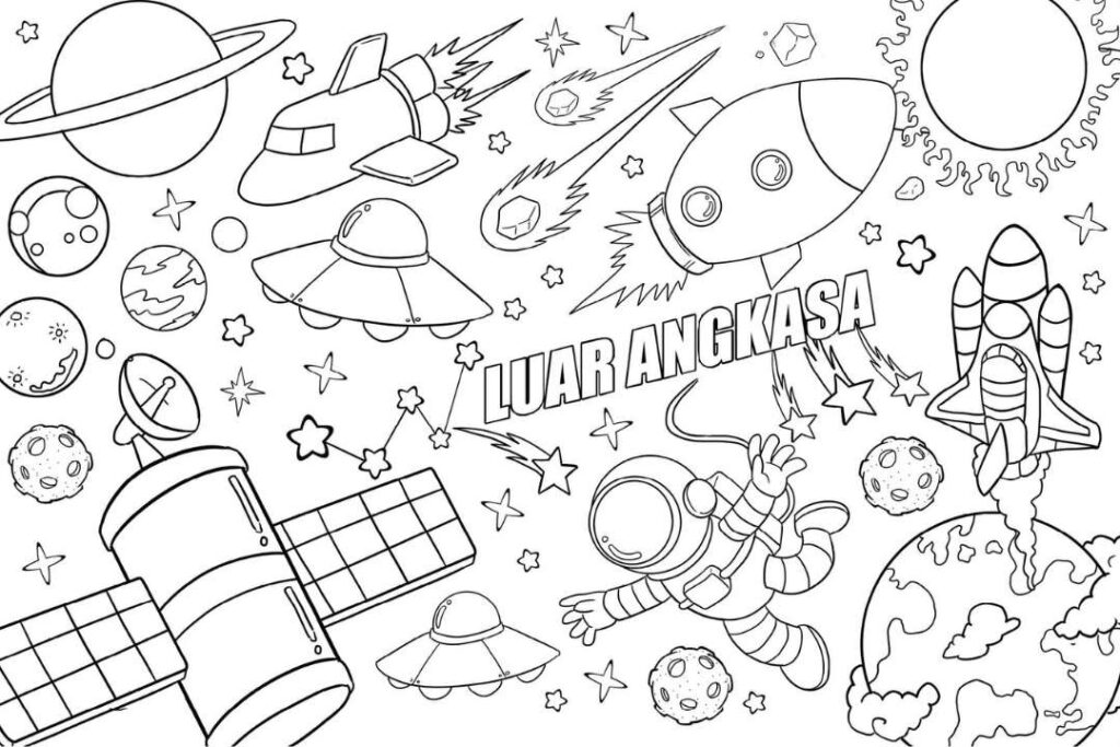 giant coloring sheet luar angkasa