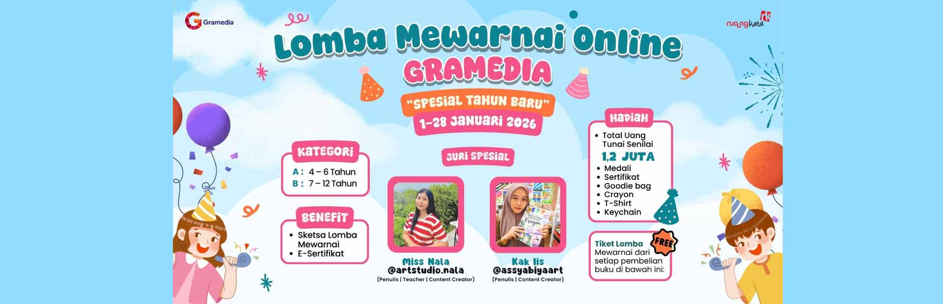 lomba mewarnai online gramedia januari 2026