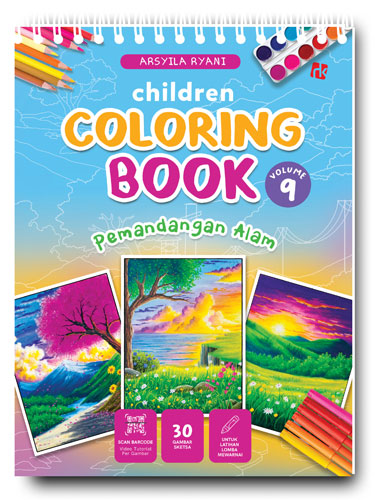 Children coloring book pemandangan alam arsyla ryani